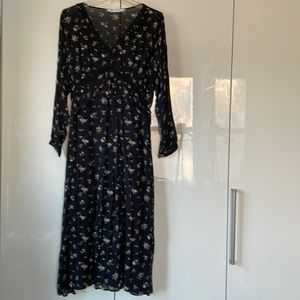 ZARA Floral Midi Dress Color-Black/Yellow/Green/Pink Size-Medium NWOT